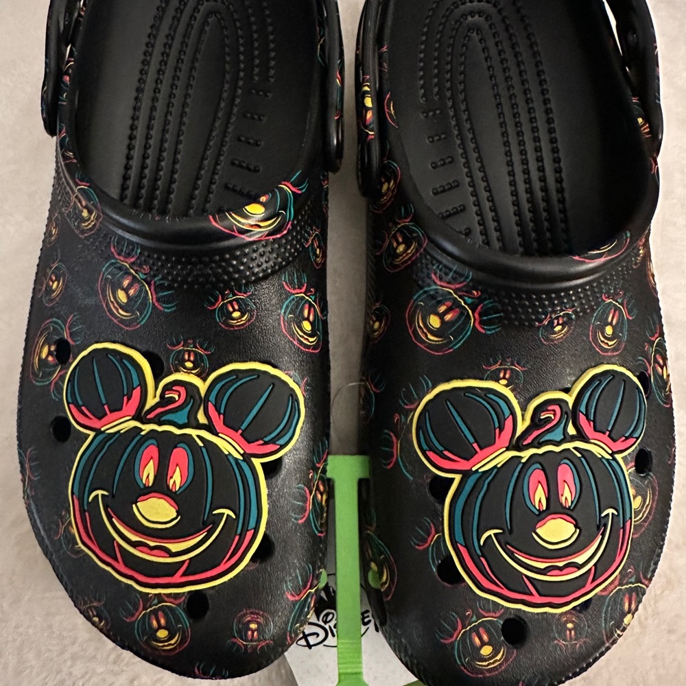 Glow in the dark Disneyland Mickey crocs